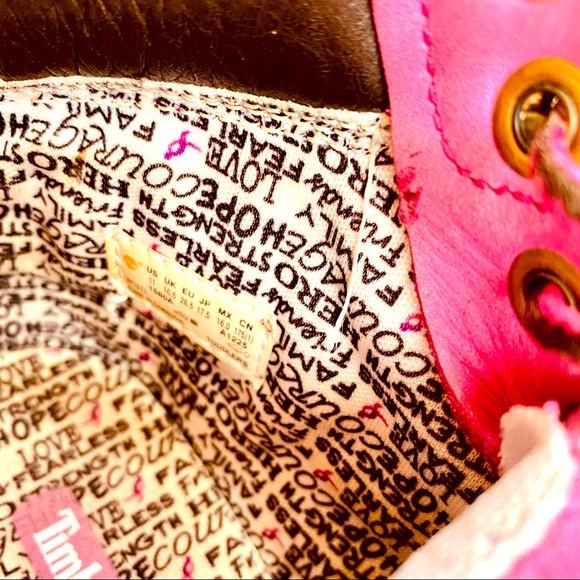 TIMBERLAND Pink Boots Susan Komen Limited Edition Kids 11 Leather Barbiecore - Picture 9 of 14